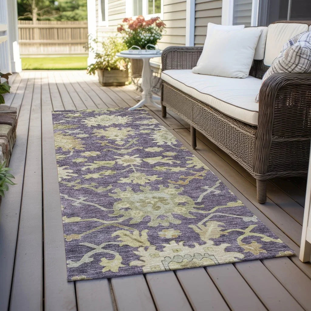 LOOMLAN Rugs Louis Purple Washable Indoor-Outdoor Rug