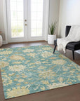 LOOMLAN Rugs Louis Teal Washable Indoor-Outdoor Rug