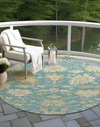 LOOMLAN Rugs Louis Teal Washable Indoor-Outdoor Rug