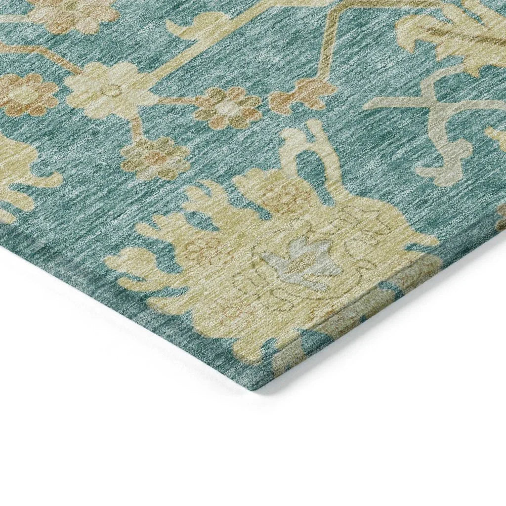 LOOMLAN Rugs Louis Teal Washable Indoor-Outdoor Rug