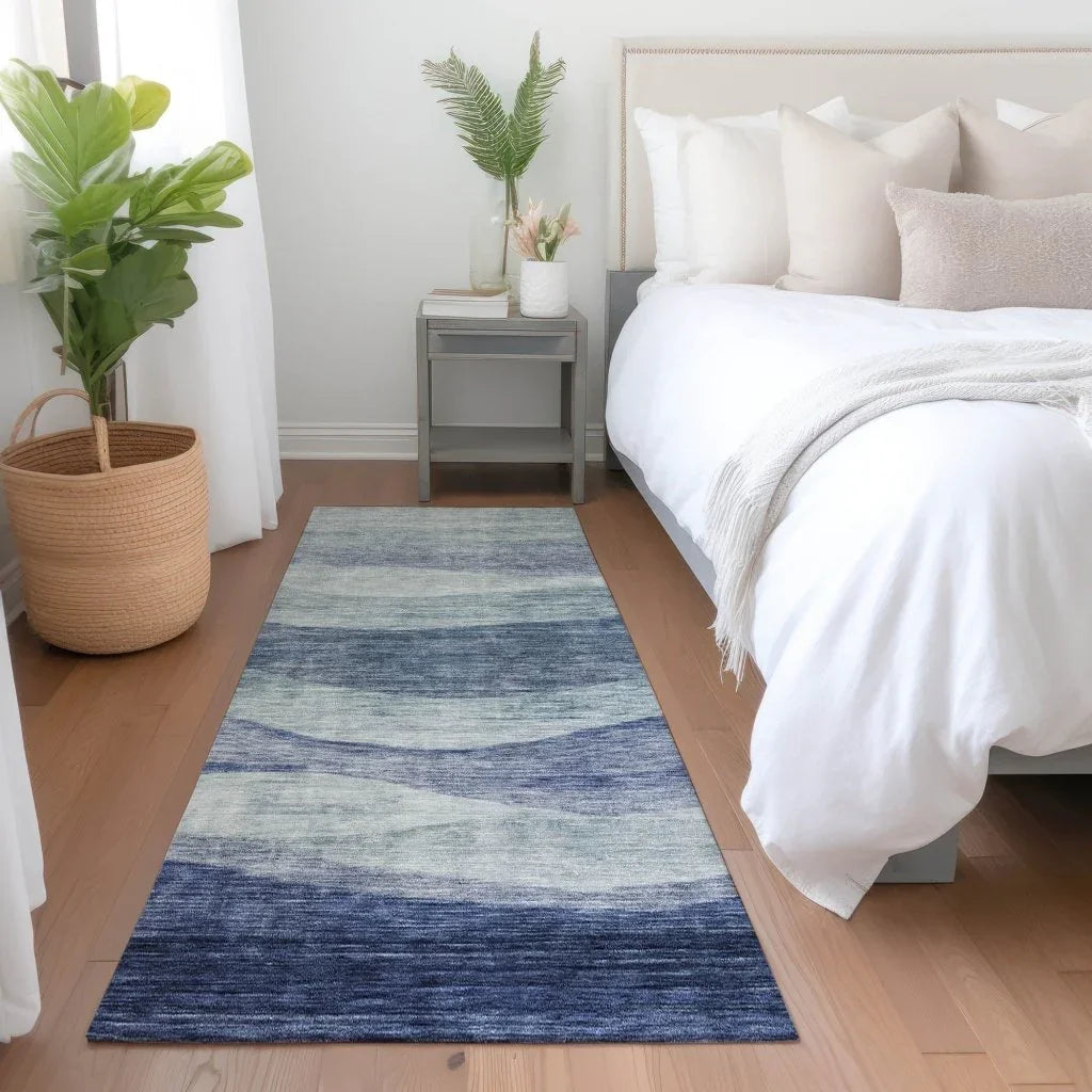 LOOMLAN Rugs Louisa Blue Washable Indoor-Outdoor Rug