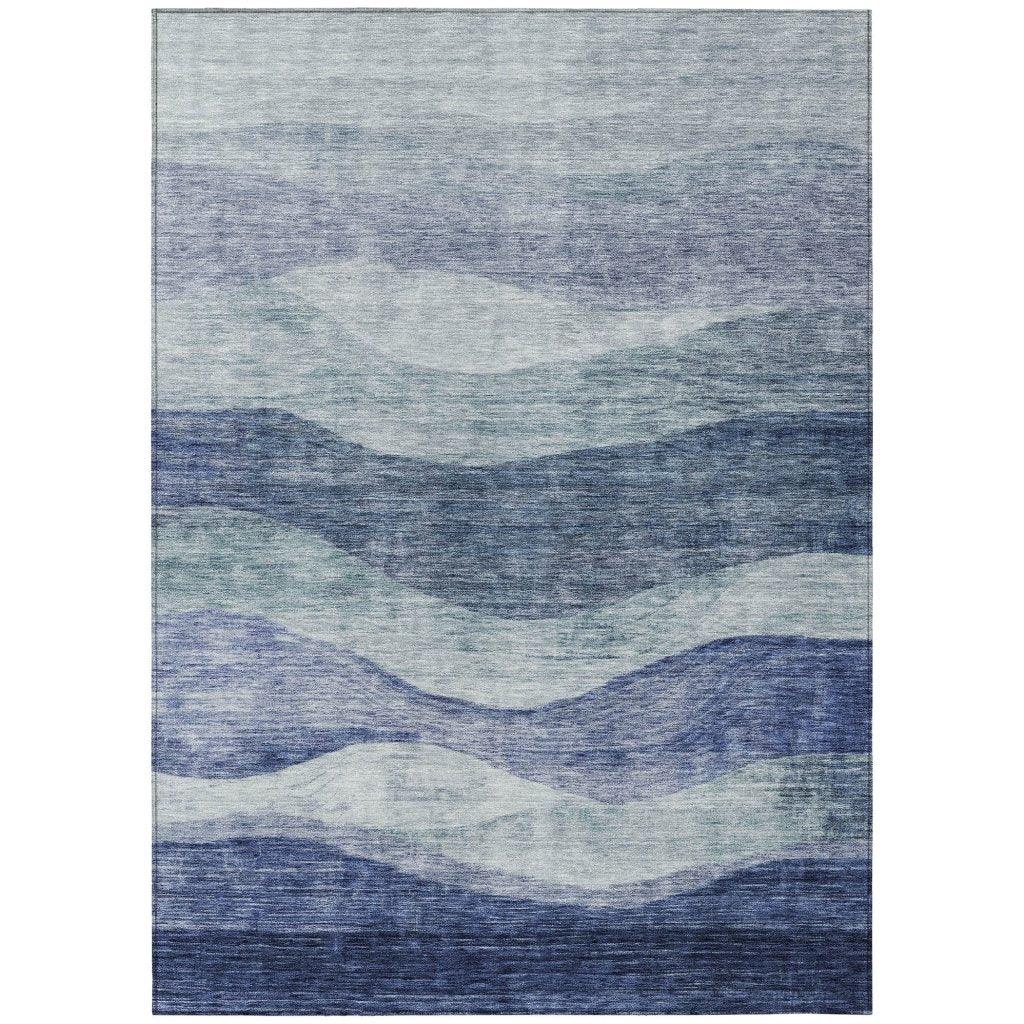 LOOMLAN Rugs Louisa Blue Washable Indoor-Outdoor Rug