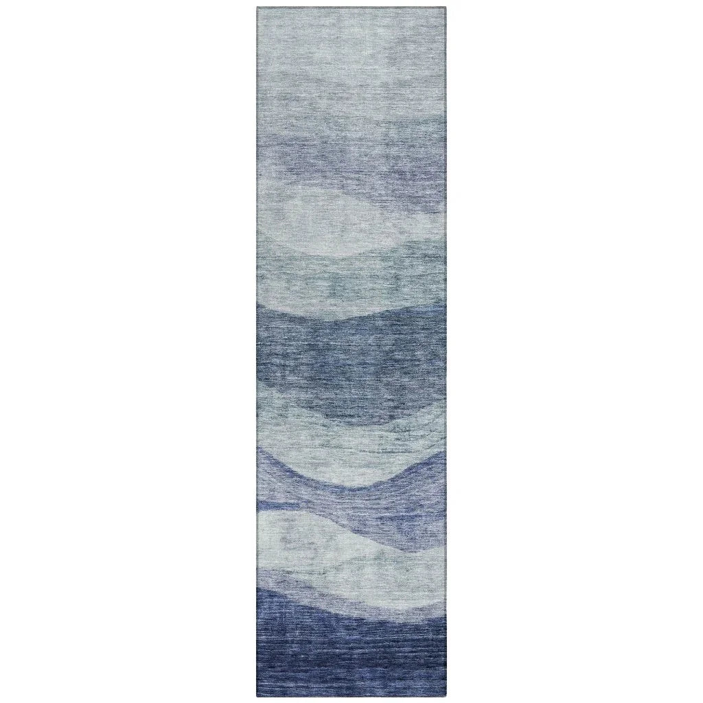LOOMLAN Rugs Louisa Blue Washable Indoor-Outdoor Rug