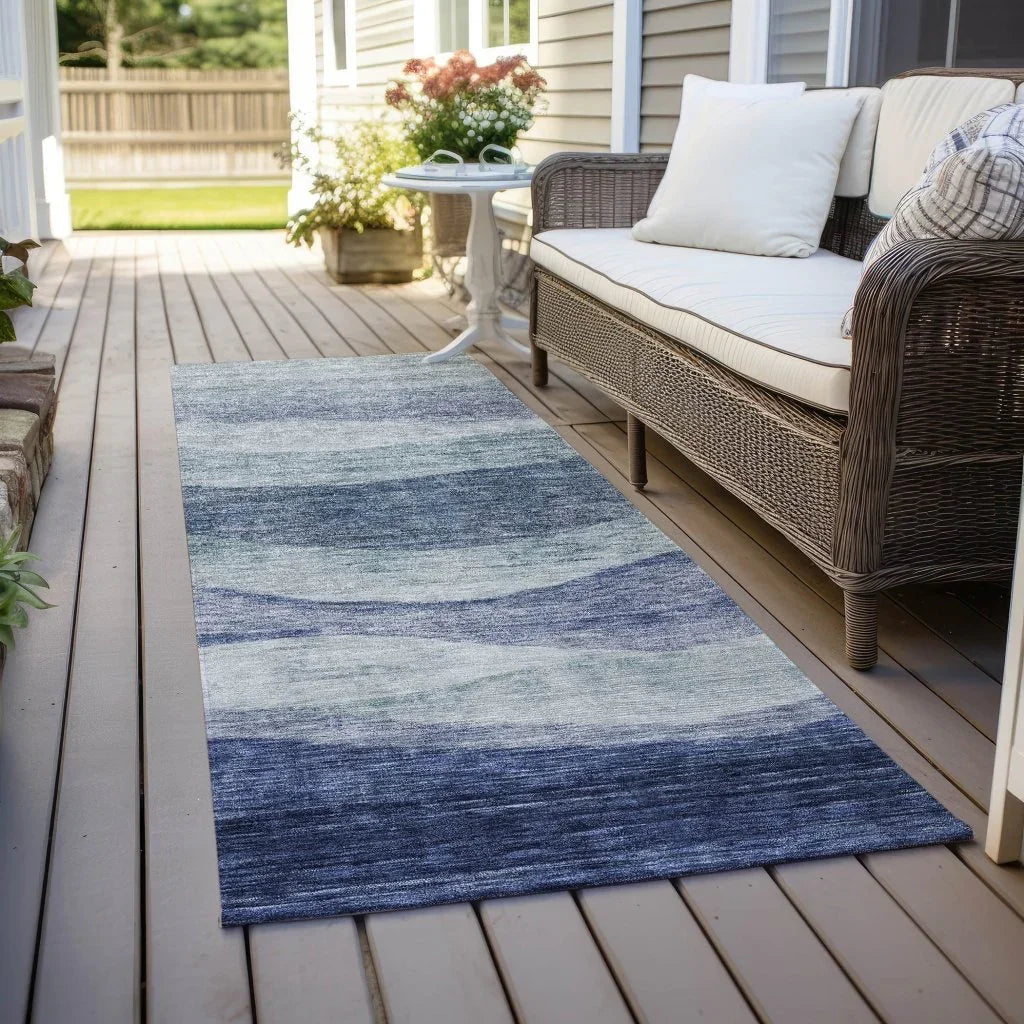 LOOMLAN Rugs Louisa Blue Washable Indoor-Outdoor Rug