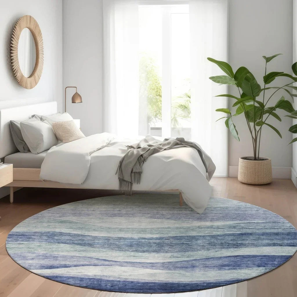 LOOMLAN Rugs Louisa Blue Washable Indoor-Outdoor Rug