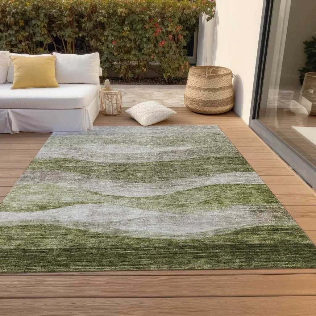 LOOMLAN Rugs Louisa Green Washable Indoor-Outdoor Rug
