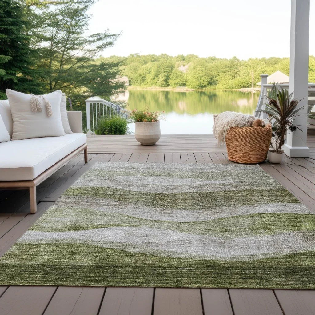 LOOMLAN Rugs Louisa Green Washable Indoor-Outdoor Rug