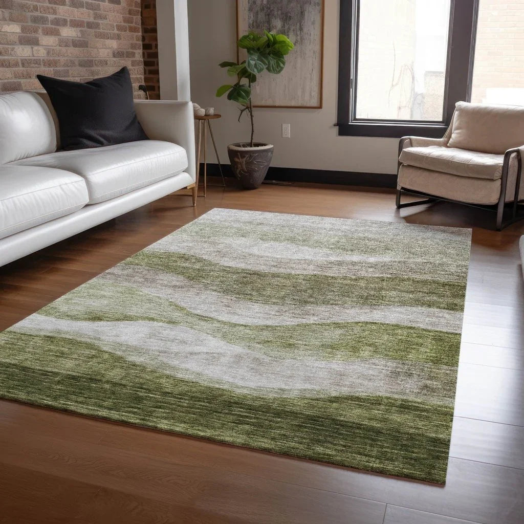 LOOMLAN Rugs Louisa Green Washable Indoor-Outdoor Rug