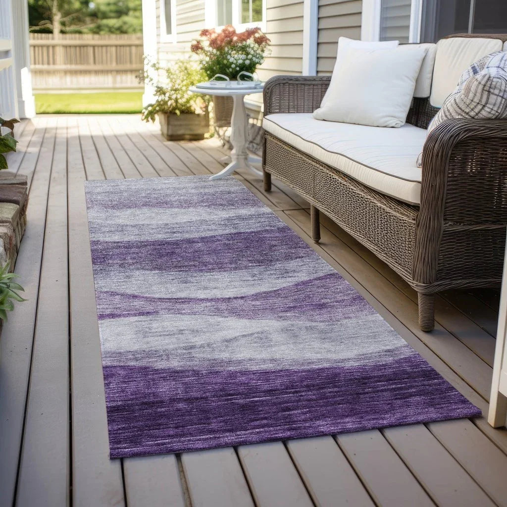 LOOMLAN Rugs Louisa Purple Washable Indoor-Outdoor Rug
