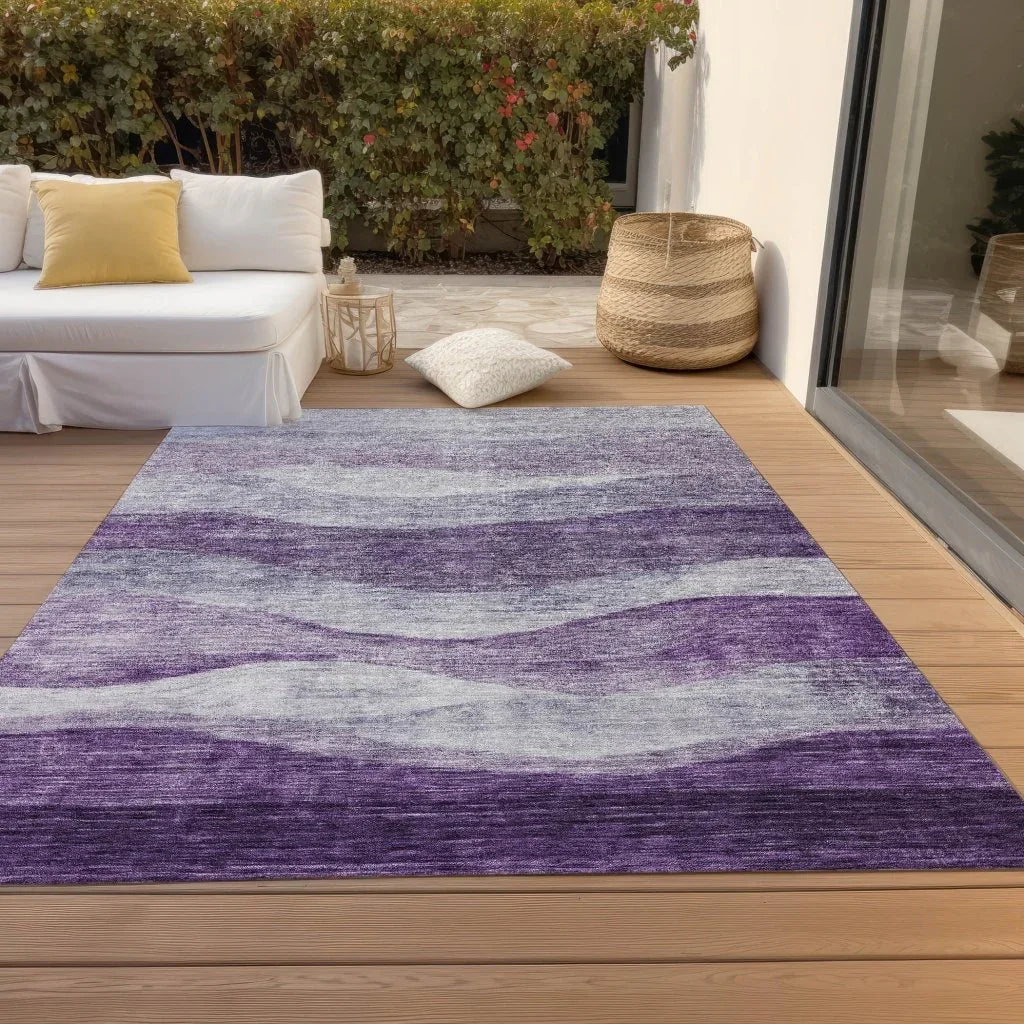 LOOMLAN Rugs Louisa Purple Washable Indoor-Outdoor Rug