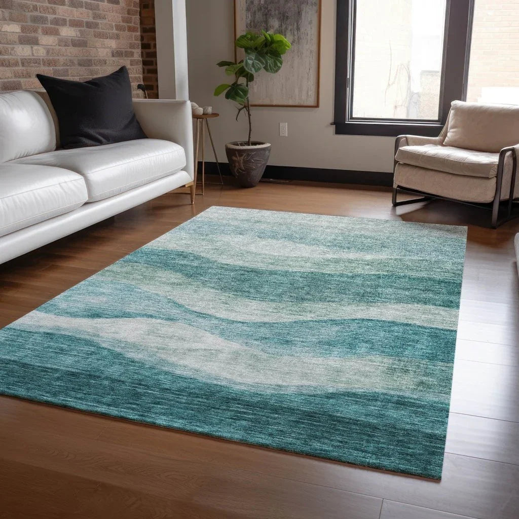 LOOMLAN Rugs Louisa Seafoam Washable Indoor-Outdoor Rug