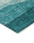 LOOMLAN Rugs Louisa Teal Washable Indoor-Outdoor Rug