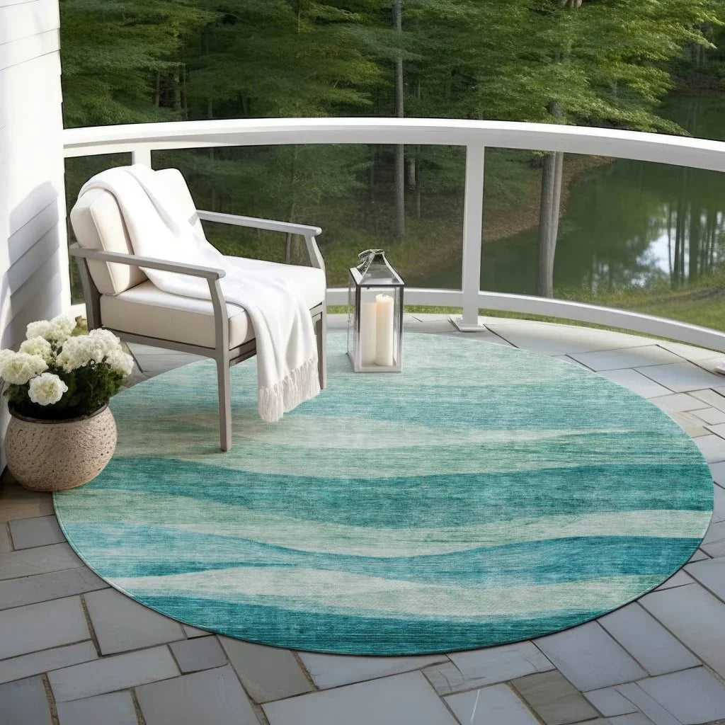 LOOMLAN Rugs Louisa Teal Washable Indoor-Outdoor Rug