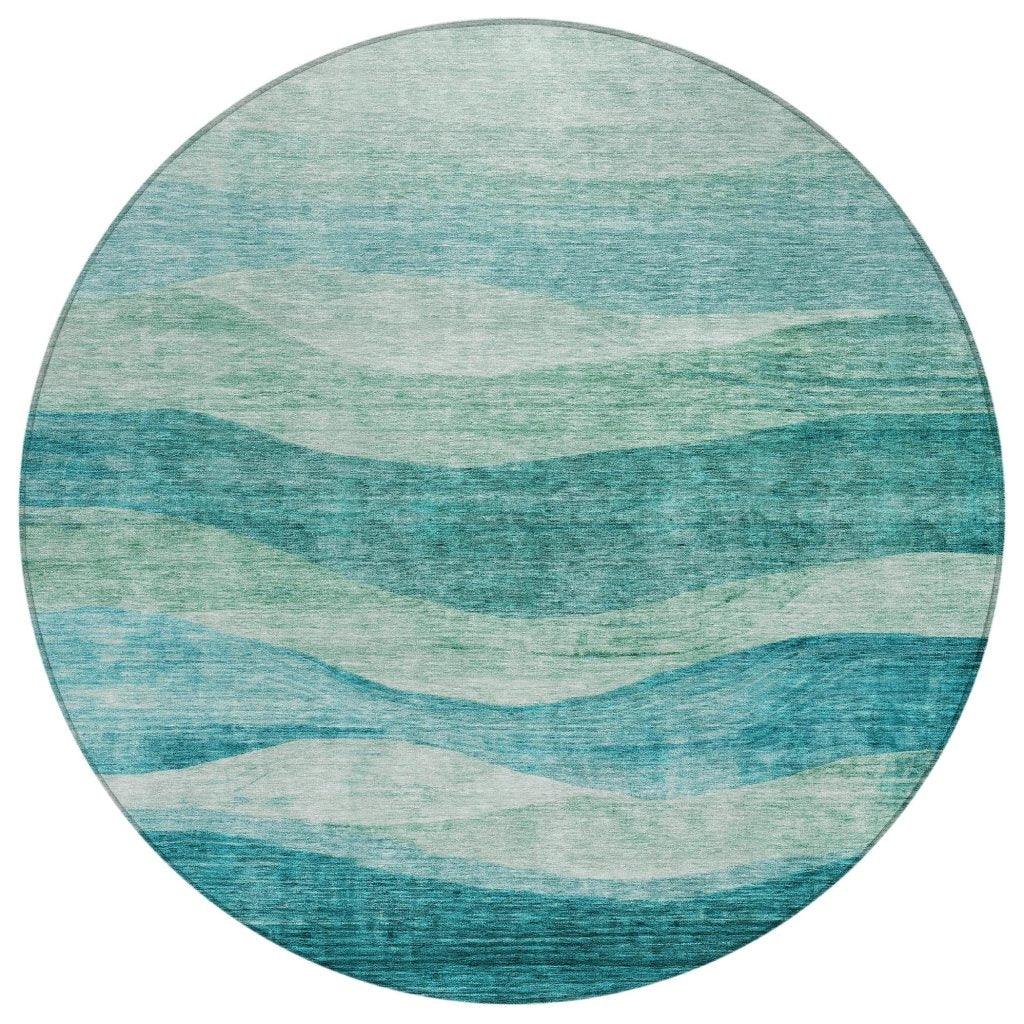 LOOMLAN Rugs Louisa Teal Washable Indoor-Outdoor Rug