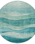 LOOMLAN Rugs Louisa Teal Washable Indoor-Outdoor Rug