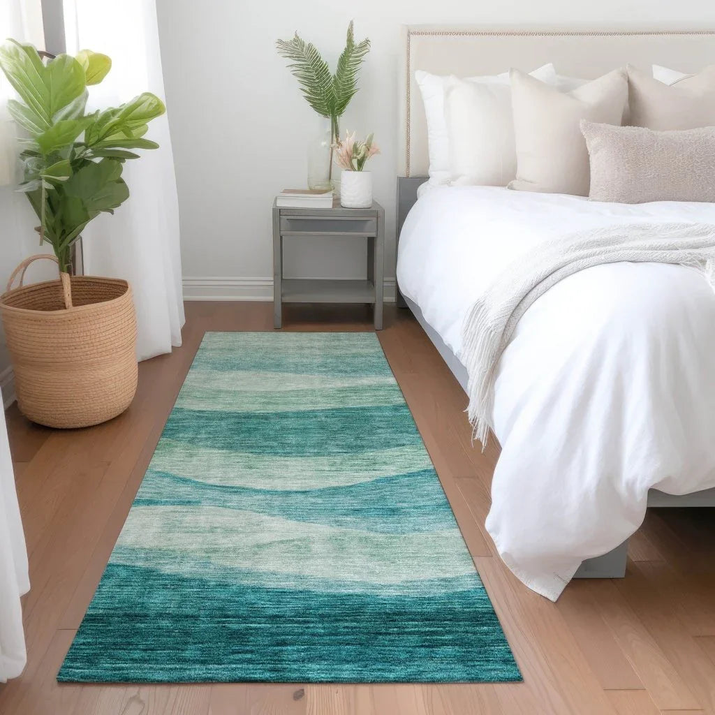LOOMLAN Rugs Louisa Teal Washable Indoor-Outdoor Rug