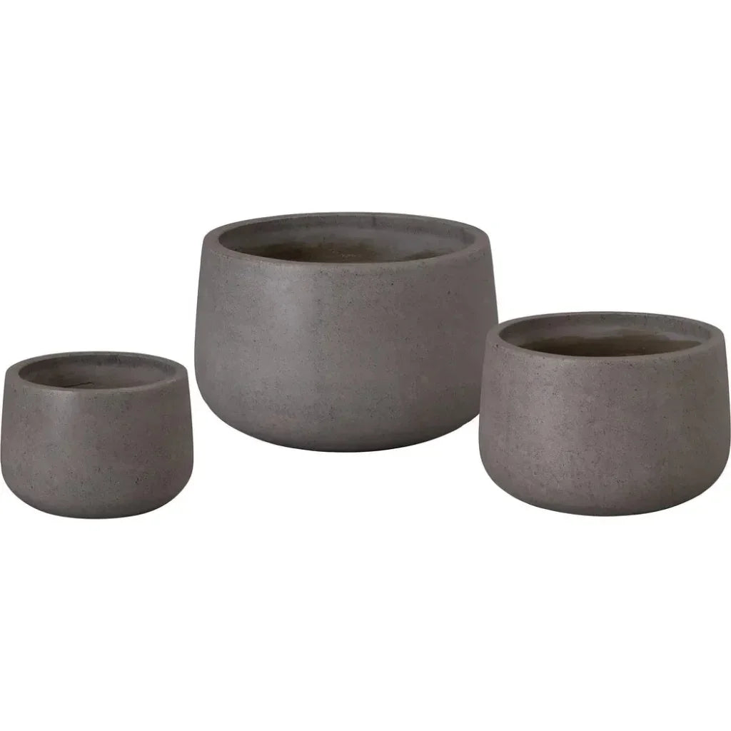 Emissary Low Opus Gray Terrazzo Round Planter