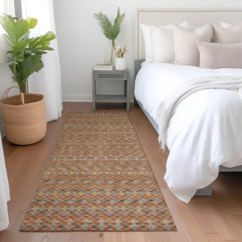 LOOMLAN Rugs Lozenza Orange Washable Indoor-Outdoor Rug