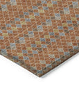 LOOMLAN Rugs Lozenza Orange Washable Indoor-Outdoor Rug
