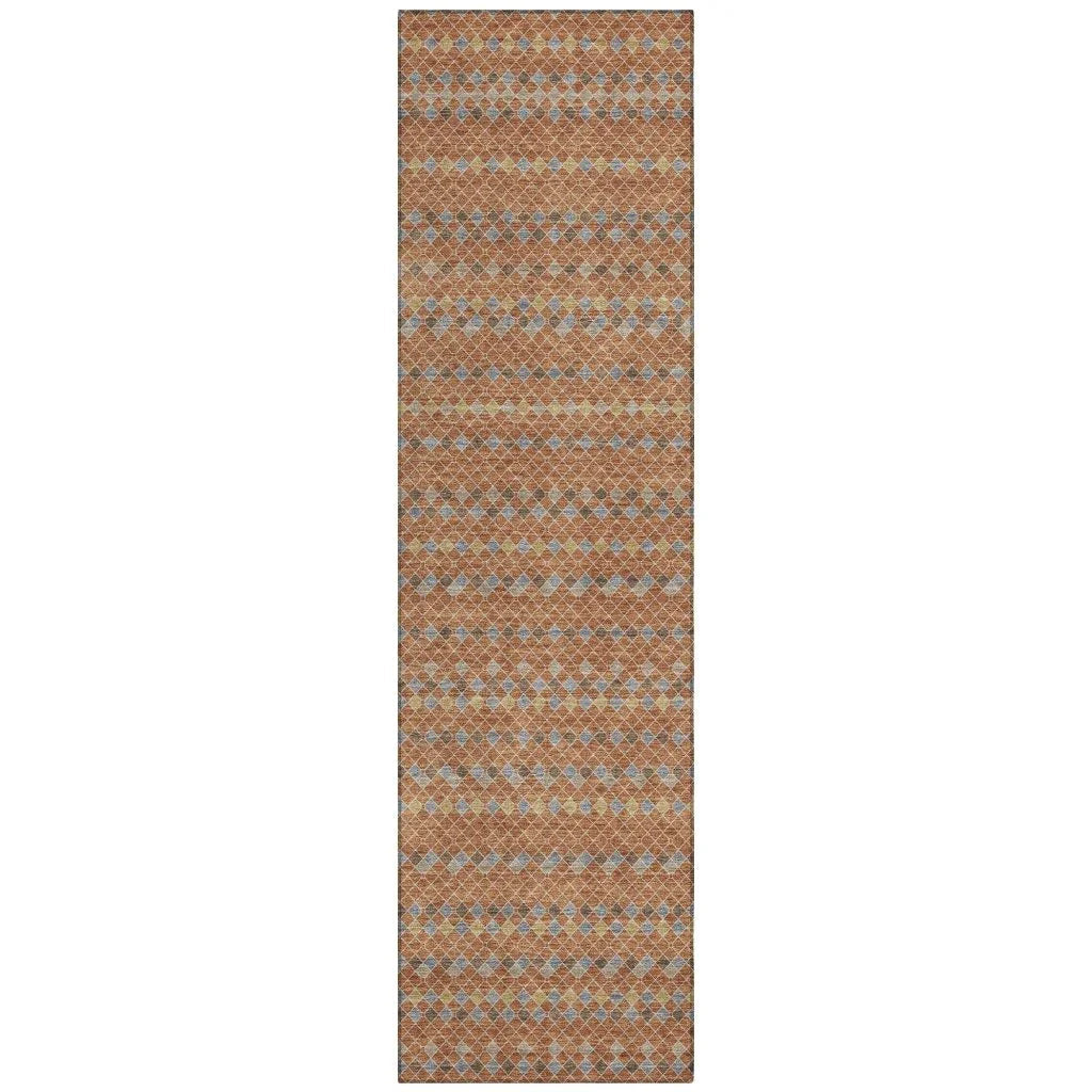 LOOMLAN Rugs Lozenza Orange Washable Indoor-Outdoor Rug
