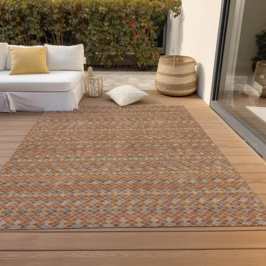 LOOMLAN Rugs Lozenza Orange Washable Indoor-Outdoor Rug