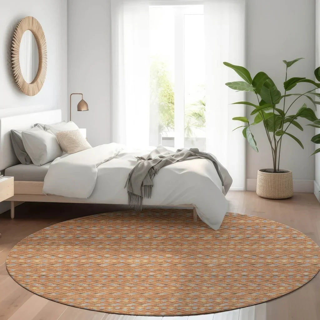 LOOMLAN Rugs Lozenza Orange Washable Indoor-Outdoor Rug
