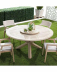 Lucia Outdoor Arm Chair White Wicker and Teak - LOOMLAN - Essentials For Living - Outdoor Dining Chairs
