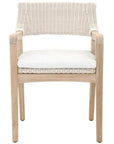 Lucia Outdoor Arm Chair White Wicker and Teak - LOOMLAN - Essentials For Living - Outdoor Dining Chairs