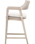 Lucia Outdoor Counter Stool Arms White Wicker & Teak - LOOMLAN - Essentials For Living - Outdoor Counter Stools