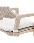 Lucia Outdoor Counter Stool Arms White Wicker & Teak - LOOMLAN - Essentials For Living - Outdoor Counter Stools