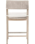 Lucia Outdoor Counter Stool Arms White Wicker & Teak - LOOMLAN - Essentials For Living - Outdoor Counter Stools