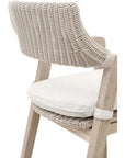 Lucia Outdoor Counter Stool Arms White Wicker & Teak - LOOMLAN - Essentials For Living - Outdoor Counter Stools