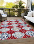 LOOMLAN Rugs Lucinda Red Washable Indoor-Outdoor Rug