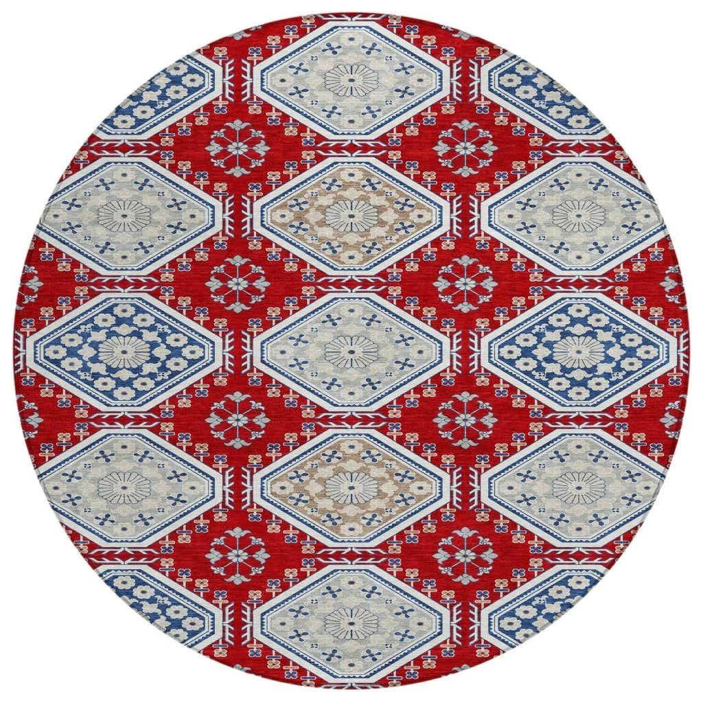 LOOMLAN Rugs Lucinda Red Washable Indoor-Outdoor Rug