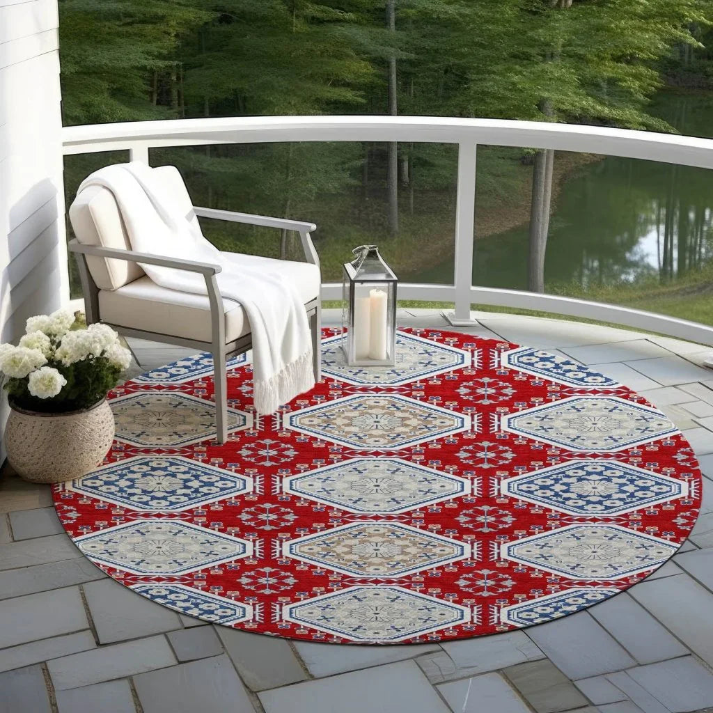 LOOMLAN Rugs Lucinda Red Washable Indoor-Outdoor Rug
