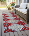 LOOMLAN Rugs Lucinda Red Washable Indoor-Outdoor Rug