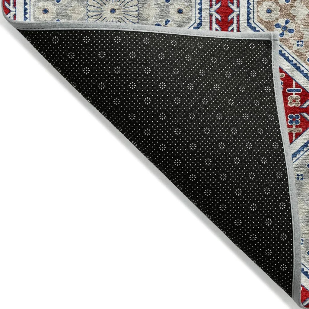 LOOMLAN Rugs Lucinda Red Washable Indoor-Outdoor Rug