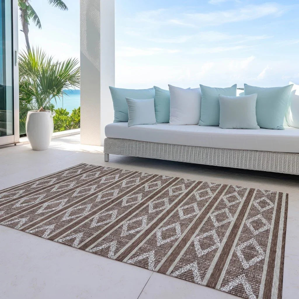 LOOMLAN Rugs Lume Brown Washable Indoor-Outdoor Rug
