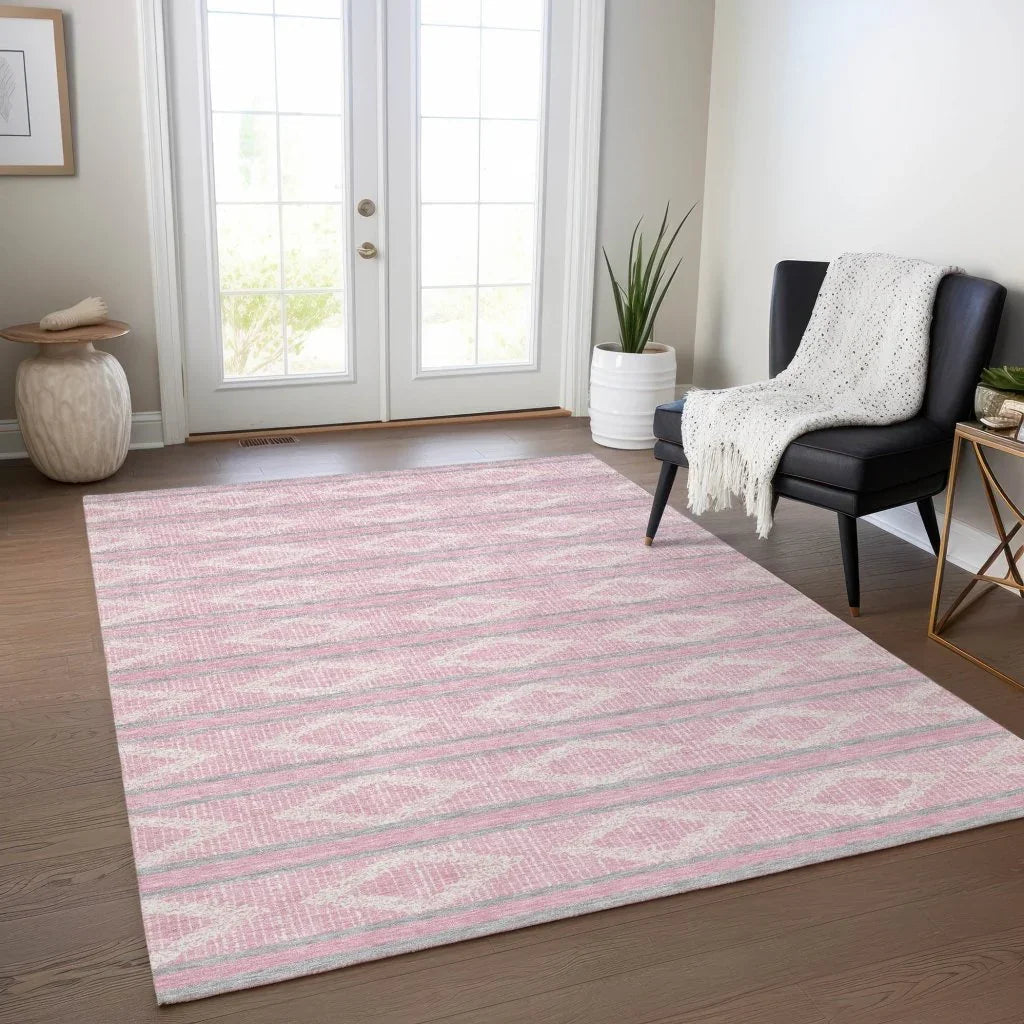 LOOMLAN Rugs Lume Pink Washable Indoor-Outdoor Rug