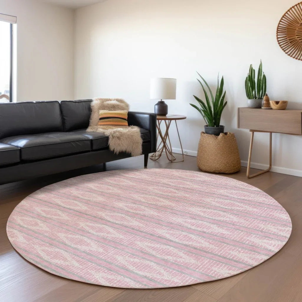 LOOMLAN Rugs Lume Pink Washable Indoor-Outdoor Rug