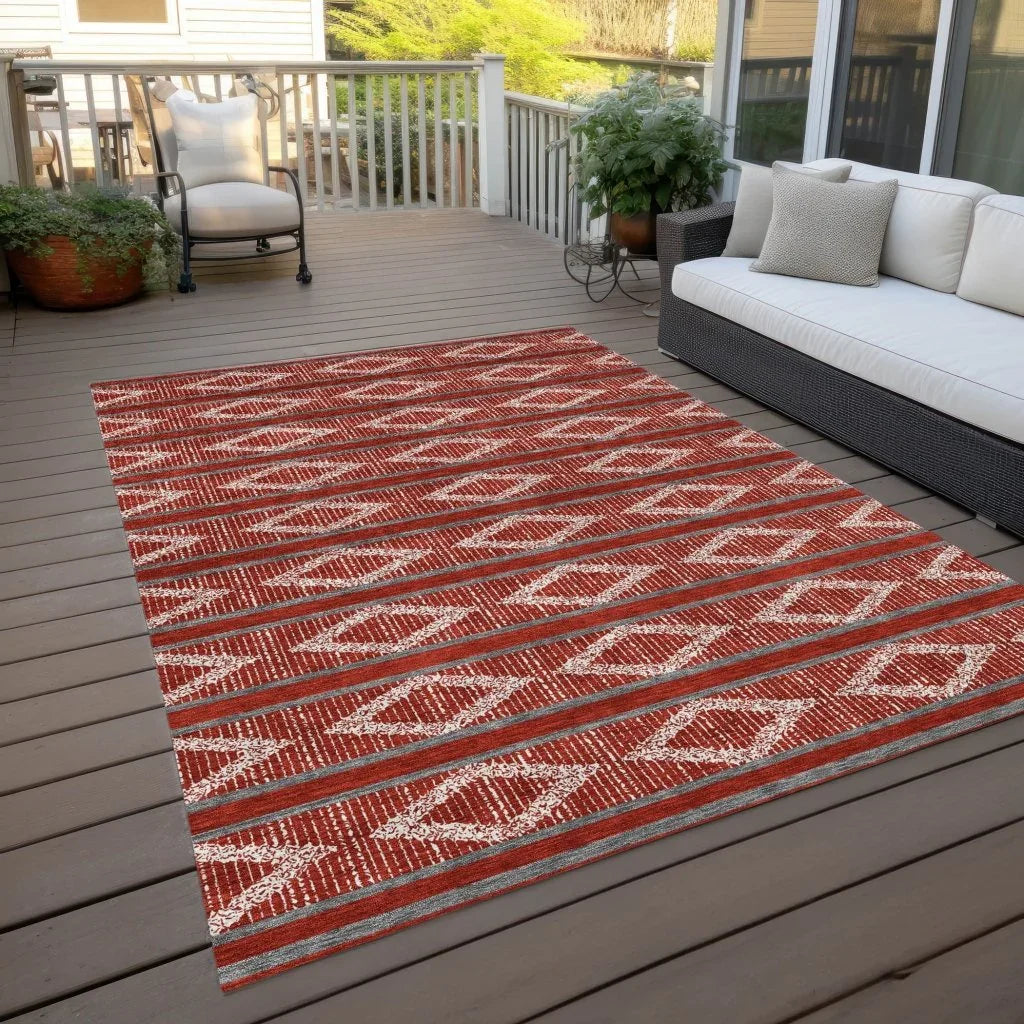 LOOMLAN Rugs Lume Red Washable Indoor-Outdoor Rug