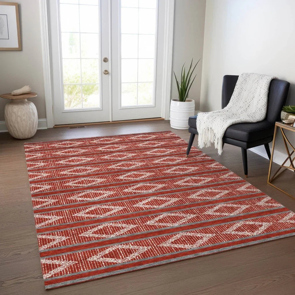 LOOMLAN Rugs Lume Red Washable Indoor-Outdoor Rug