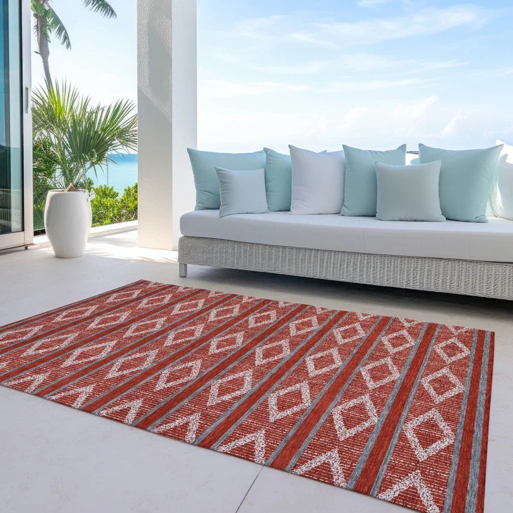 LOOMLAN Rugs Lume Red Washable Indoor-Outdoor Rug