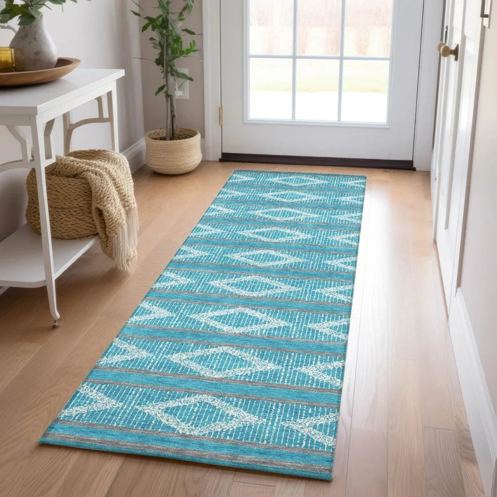 LOOMLAN Rugs Lume Teal Washable Indoor-Outdoor Rug