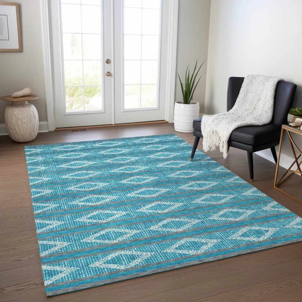 LOOMLAN Rugs Lume Teal Washable Indoor-Outdoor Rug