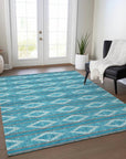 LOOMLAN Rugs Lume Teal Washable Indoor-Outdoor Rug