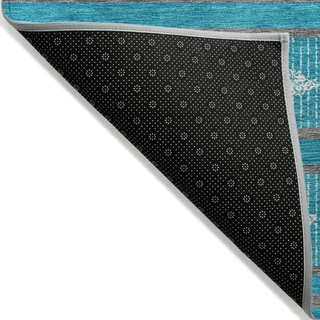 LOOMLAN Rugs Lume Teal Washable Indoor-Outdoor Rug