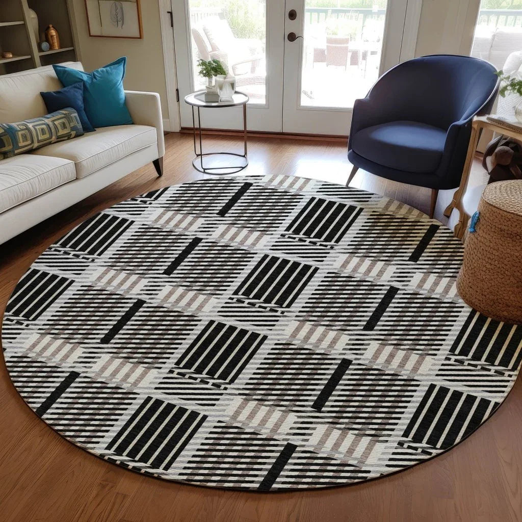 LOOMLAN Rugs Lunara Black Washable Indoor-Outdoor Rug