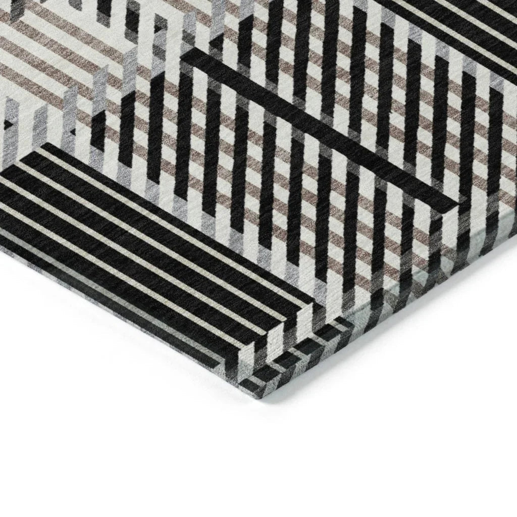 LOOMLAN Rugs Lunara Black Washable Indoor-Outdoor Rug