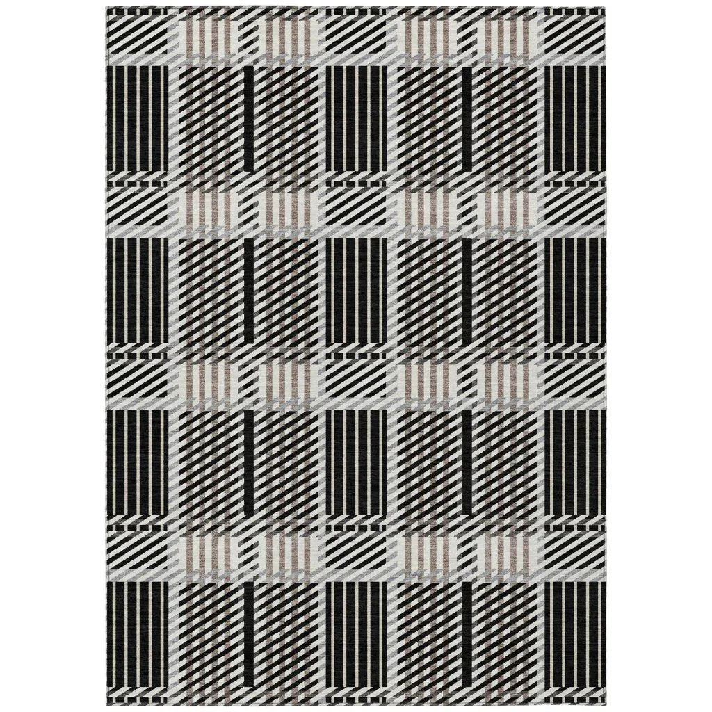 LOOMLAN Rugs Lunara Black Washable Indoor-Outdoor Rug